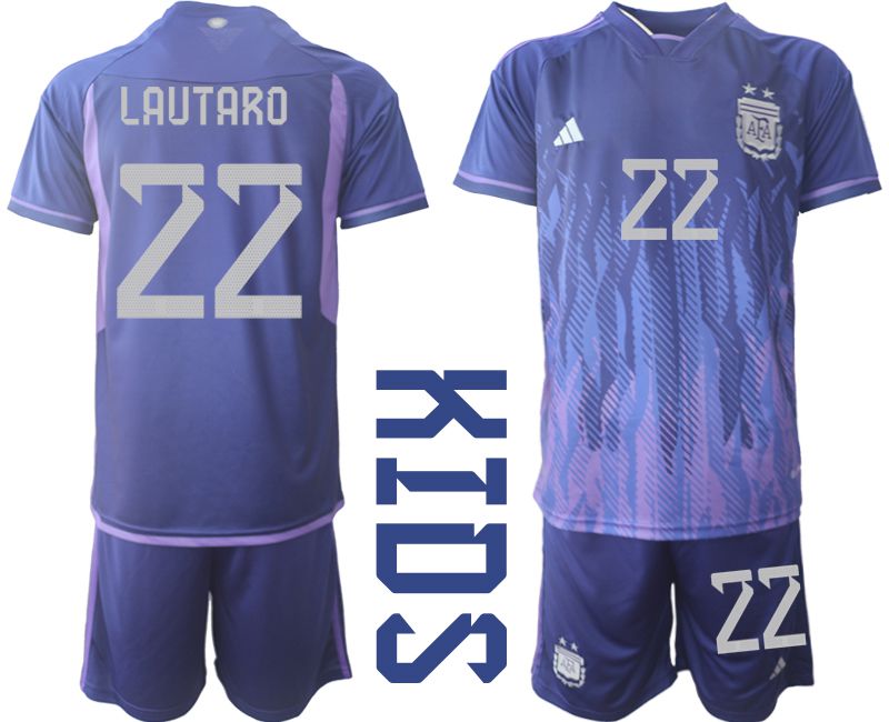 Youth 2022 World Cup National Team Argentina away purple #22 Soccer Jersey